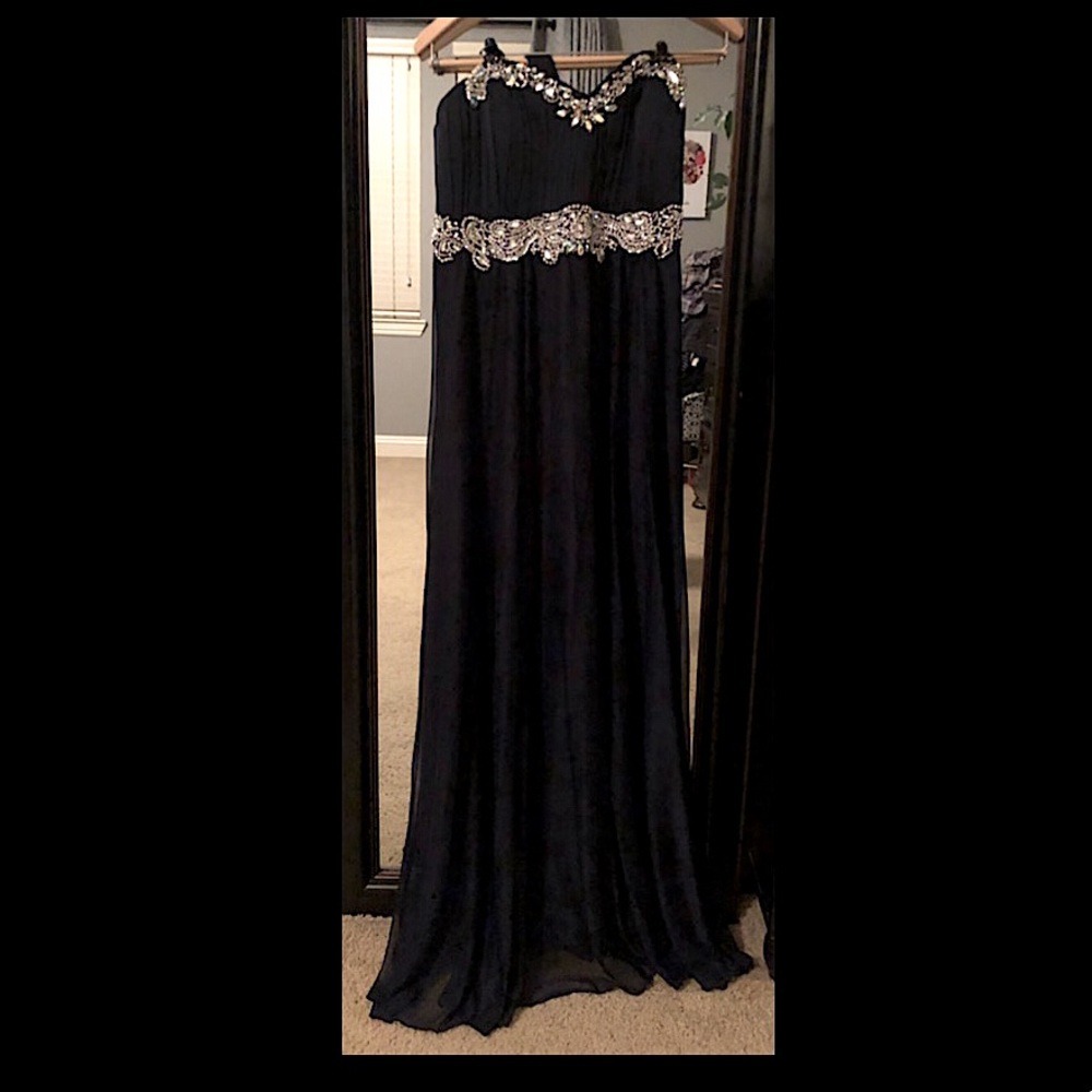 My Michelle strapless rhinestone evening gown sz18